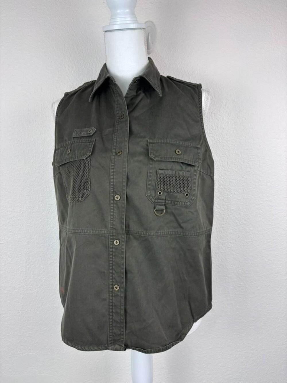 Ralph Lauren women's medium army green cargo utility vest grunge gorpcore